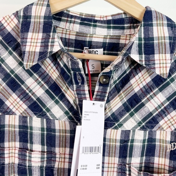 NWT Urban Outfitters BDG Addison Puckered Plaid Button Up Shirt - Picture 5 of 7